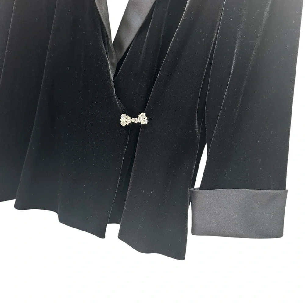 Alex Evenings Black Velvet Blouse Jacket, 10 - Picture 5 of 6